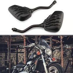 coppia di specchietti retrovisori laterali a forma di teschio, accessori per moto, design Ghost Claw, specchietti retrovisori modificati riflettenti per scooter elettrici Harley, parti di guida eleganti