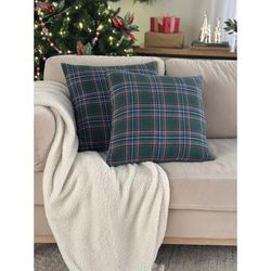 Novelty Throw Pillows, 2-pk by BrylaneHome in Green Plaid