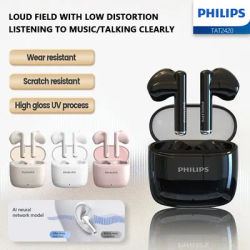 PHILIPS TAT2420 MINI casque Bluetooth sans fil semi-intra-auriculaire offre qualité sonore HIFI et réduction intelligente du bruit des appels