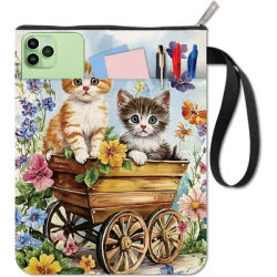 Cat Book Sleeve Flower Book Covers Book Protector for Paperbacks Washable Fabric Cloth Book Cover with Zipper and Extra Sleeve