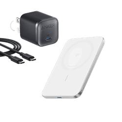 Anker Nano Power Bank (5K, MagGo, Slim) and Anker Nano Charger (45W) with USB-C to USB-C Cable