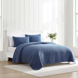 Seashore Stitch Navy Twin Quilt-Sham Set