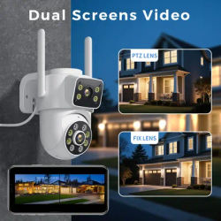 BESDER 4K PTZ Wifi IP Camera 8MP Dual Lens AI Human Detection Wireless Outdoor Security CCTV with Dual Screens ICSEE App Control