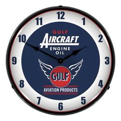 Collectable Sign and Clock Gulf Aircraft Engine Oil Backlit Wall Clock