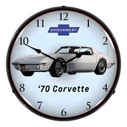 Collectable Sign and Clock 1970 Corvette Backlit Wall Clock