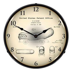 Collectable Sign and Clock 1952 Oscar Mayer Wienermobile Patent Blueprint Backlit Wall Clock