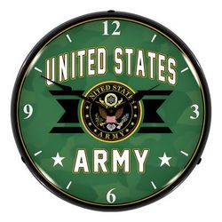 Collectable Sign and Clock United States Army Backlit Wall Clock