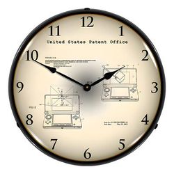 Collectable Sign and Clock 2011 Nintendo 3DS Patent Blueprint Backlit Wall Clock