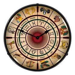 Collectable Sign and Clock Zodiac Chart Backlit Wall Clock