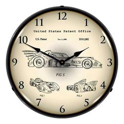 Collectable Sign and Clock 1990 Batmobile Patent Blueprint Backlit Wall Clock