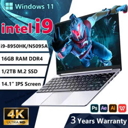 2025 Intel Core i9 8950HK N5095A Portable Laptop Computer 16GB DDR4 1TB 2TB SSD 14.1" Notebook Windows 11 4K Office Gaming PC