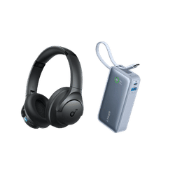 Anker Nano Power Bank (30W, Built-In USB-C Cable) + soundcore Q11i |Wireless Over-Ear Bluetooth Headphones