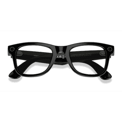 Unisex s square Polished Black Plastic Prescription sunglasses - Eyebuydirect s Ray-Ban Meta Wayfarer