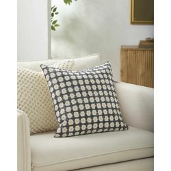 Dansby 22" Square Cotton Ivory/Charcoal/Slate Blue Throw Pillow - Boutique Rugs