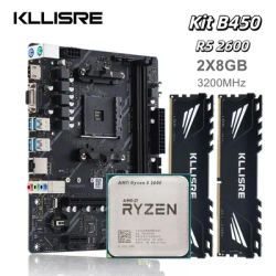 Kllisre kit B450 Motherboard AMD Ryzen 5 R5 2600 cpu DDR4 16GB(2×8GB) 3200MHz Desktop memory
