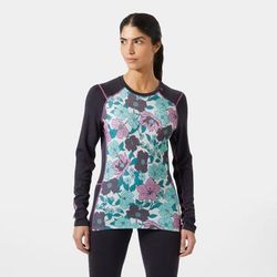 Helly Hansen Women's Lifa Merino Midweight Graphic Crew Base Layer Purple XS