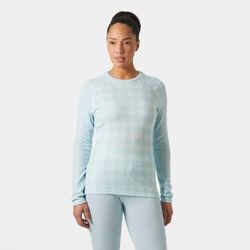 Helly Hansen Women's Lifa Merino Midweight Graphic Crew Base Layer Blue L