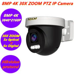 4K 8MP 30X Zoom POE Human Detection PTZ IP Camera RTMP Hikvision Protocol Outdoor High Speed Dome PTZ Colour Camera IR 30M