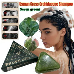Seven-green Usman Grass Shampoo Soap Cypress Leaf Polygonatum Herbal Plant Extract Refreshing Clean Oil Control and Itching 120g