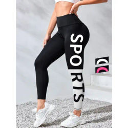 Women's SPORT Letter Print Yoga Pants High-Waisted Workout Leggings for Gym, Running & Outdoor Sports