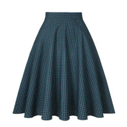 SISHION 2025 femmes 50s 60s Vintage vert jupe à carreaux SS0024 coton taille haute femmes une ligne jupes mi-longues avec poches