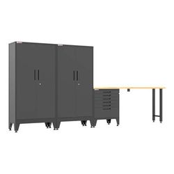 Armadillo Tough Black 4-Piece Garage Cabinet Set with Levelers
