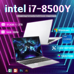 15.6 Inch Laptop Intel Core i7-8500Y Windows 11 Fingerprint Unlock PC Office Study NoteBook Gaming Computer 16GB RAM Laptops