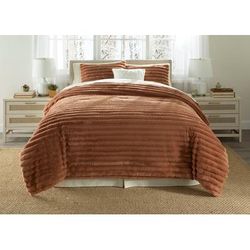 Faux Fur Comforter 3-PC Set by BrylaneHome in Cognac (Size KING)