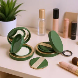 Empty Air Cushion Puff Box With Keychain Powder Sponge Mirror Portable Cosmetic Makeup Case Container For Bb Cream Foundation