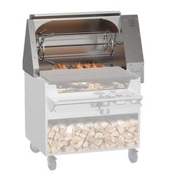 Wood Stone WS-SSR-34 LH 1 Spit Rotisserie w/ 16 Bird Capacity for 34" Mt. Saint Helens Broiler, Silver, 120 V