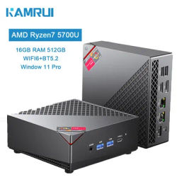 KAMRUI Mini Gaming PC AMD Ryzen7 5700U DDR4 16GB RAM 512GB SSD WiFi6 BT5.2 4K Windows 11 Pro Mini Desktop Computer Work PC