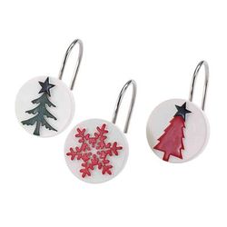 Decorative Shower Hooks, Set of 12 by BrylaneHome in Plaid Trees