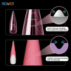 MOWOT 150 pièces ongles double formes Stiletto carré acrylique Poly ongles Gel construction rapide Gel moules couverture complète Extension française forme supérieure