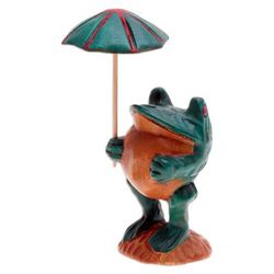 Froggy Holidays,'Whimsical Hand-Painted Raintree Wood Frog Sculpture'