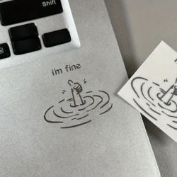 3Pcs, 3D Personality Stickers, Waterproof Glossy Surface, Laptop and Phone Stickers, I'M Fine Funny Sarcastic Metal Stickers - Humorous'I'M Fine' Design, Disposable Easy-To-Peel DIY Tech Accessories