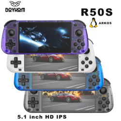 ARKOS R50S Retro Handheld Video Game Console Linux System 5.1 Inch IPS Screen Portable Pocket Video Player 64G 128GB R36S Ultra