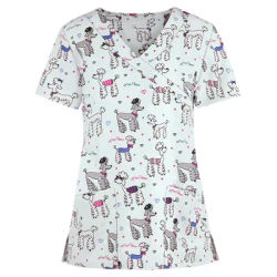Pull imprimé à manches courtes pour femmes, haut Slim décontracté, à la mode, uniforme d'infirmière, nouvelle collection printemps et été 2024