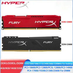HYPERX Memoria DDR4 DDR3 DDR3L RAM 8GB 4GB 32GB 16GB 3200MHz 2666 2400 2133 1600 1333 1866MHz Desktop Memory PC3L-12800 PC RAMs