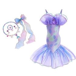 Settimana del libro 2026 La sirenetta La sirenetta La coda della sirenetta Abito da principessa acquamarina Abito da Halloween Costume da cosplay Costume da festa a tema Cosplay Film Cosplay per bambine Carnevale in maschera per bambini