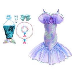 Settimana del libro 2026 La sirenetta La sirenetta La coda della sirenetta Abito da principessa acquamarina Abito da Halloween Costume da cosplay Costume da festa a tema Cosplay Film Cosplay per bambine Carnevale in maschera per bambini