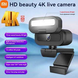 Xiaomi 4K 60FPS Live Webcam 2K Full HD Camera USB Autofocus PC Rotatable Microphone Fill Light Streaming Camera For Live 2025