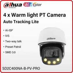 Dahua 4MP WizColor PT Camera Auto Tracking Perimeter Protection PoE Camera Preset Patrol Two-way Talk SMD 3.0 SD2C400NA-B-PV-PRO