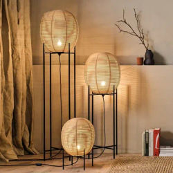 Style japonais en bois Style salon lampadaire osier Art ornement chambre décoration debout lumières LED chambre lampe de chevet