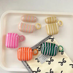 Étui AirPods d'été Dopamine à rayures de Collision de couleur Simple, crochet d'épissure, housse pour écouteurs 1 ou 2 3 4 Pro 2 Pro 3