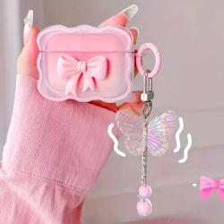 INS wave Bow Custodia trasparente Stars Wave Gradient Pink Bow Custodia per cuffie Airpods 4 3 pro 2 1 Custodia protettiva per auricolari
