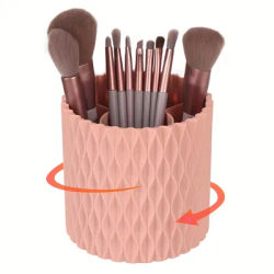 Makeup Brushes Holder Cylinder 360° Rotating Multi-Functional Pen Holder Desk Multi-Purpose Desktop Stationary Organizer Storage