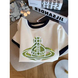 V-Ne ort Sve T-irt fiti Print Casual Versatile Loose Slimming Summer Top for Young Women