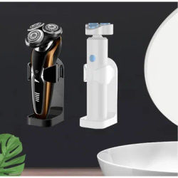 1Pc Bathroom Shaver Rack Wall Mounted Shaving Razor Holder Electric Toothbrush Holder Space Saving Traceless Toothbrush Organiz