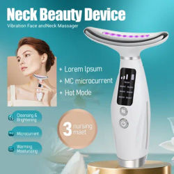 Neck Face Massager Beauty Device 7 Color Facial Massager for Enhanced Face Neck Care with Cleaning Vibrating Warming Function