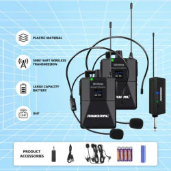 Wireless Microphone Dynamic Handheld Microphones Karaoke Headset Mic with Rechargeable Receiver for Wedding Party Church Club